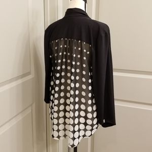 Chico's Black & White Silky Open Cardigan